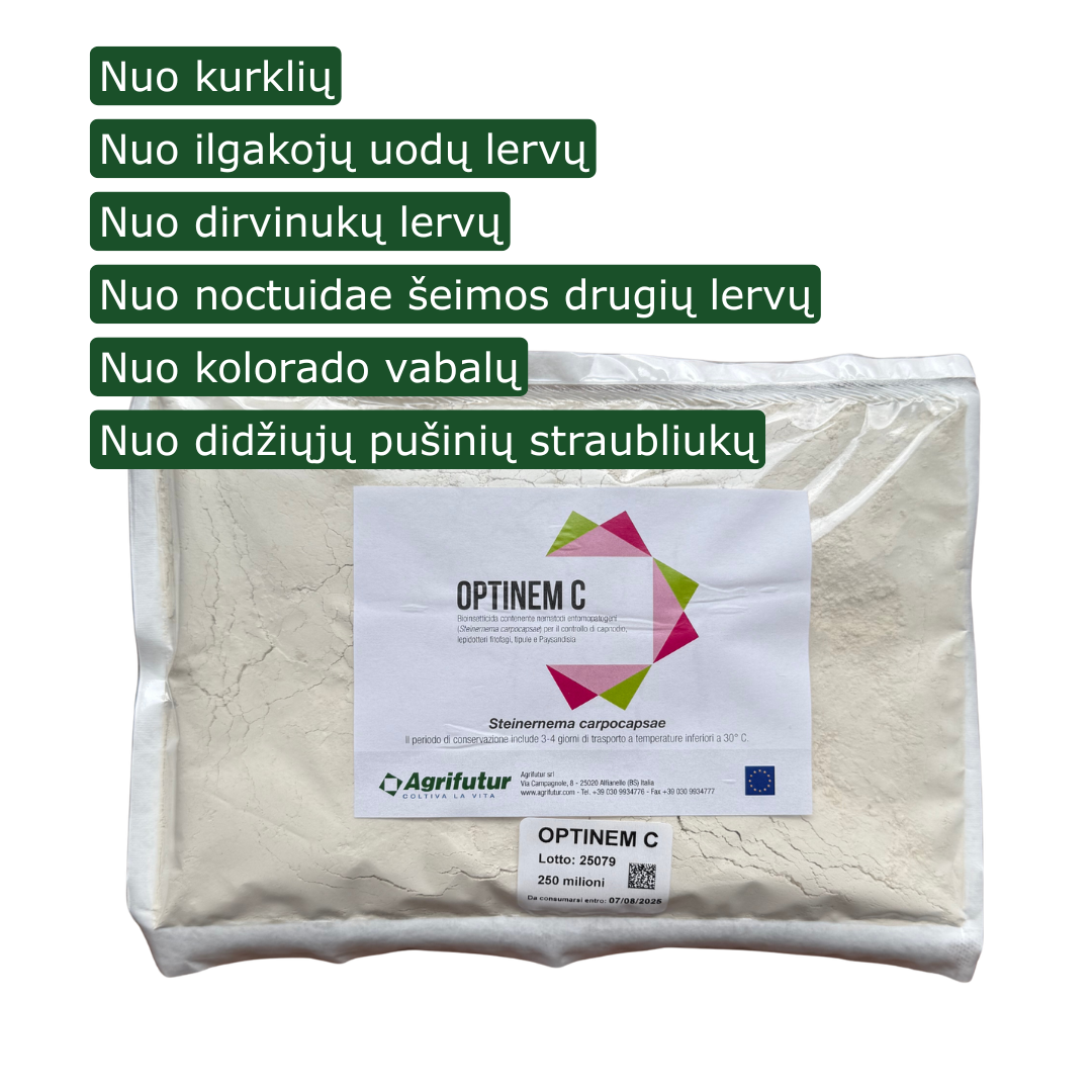Nematodai Optinem C 250mln. kurkliams (Steinernema carpocapsae) Pristatymas rugsėjo 10d.