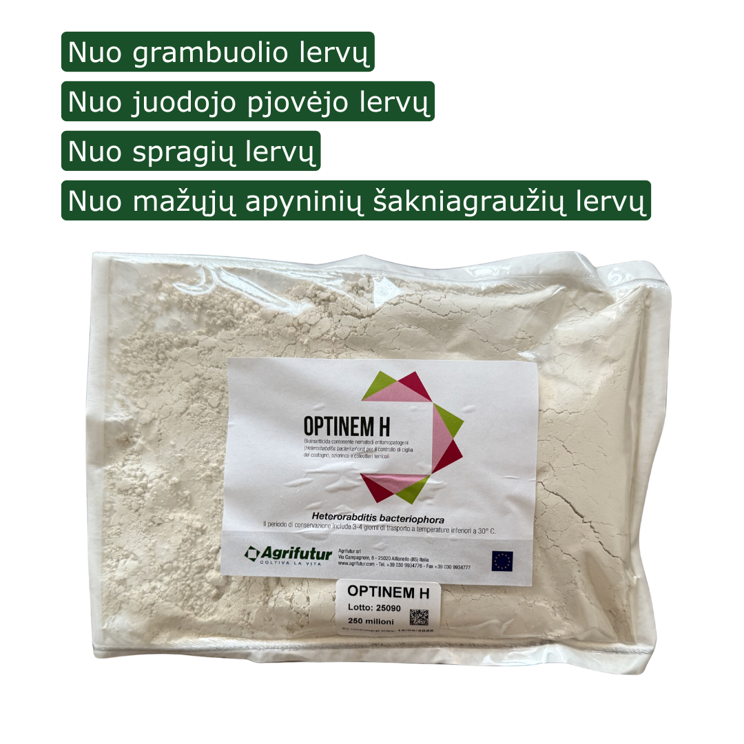 Nematodai Optinem H 250 mln. grambuoliams (Heterorhabditis bacteriophora) Pristatymas rugsėjo 15d.